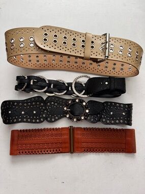 Assorted Women's Fashion Belts - Tan, Black & Brown